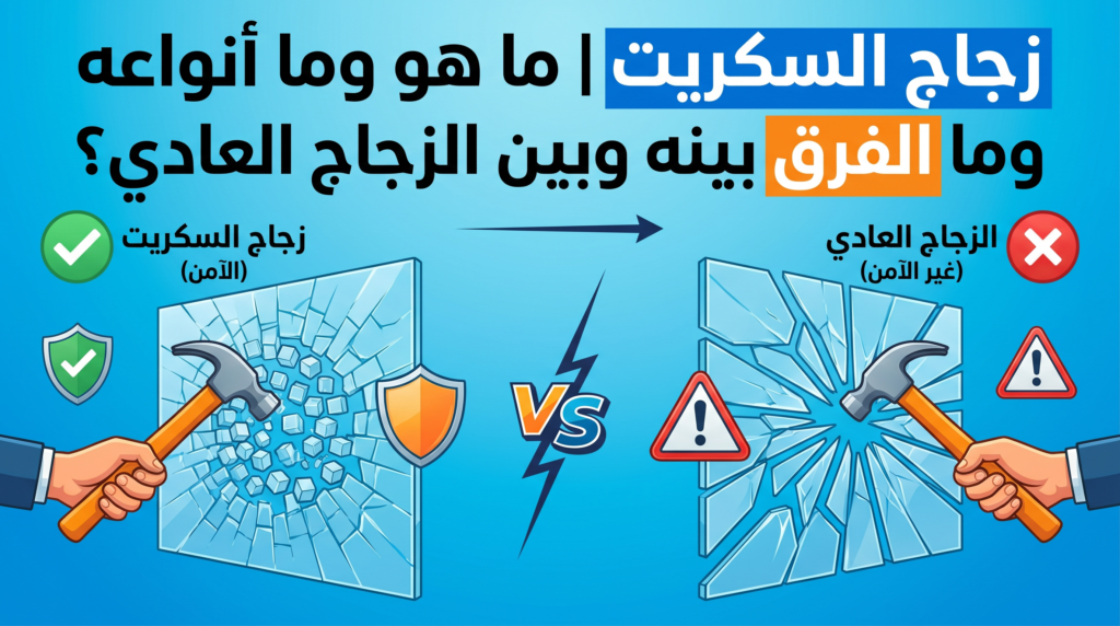 أنواع زجاج السكريت المقسى واللامينيت للواجهات والمنازل.